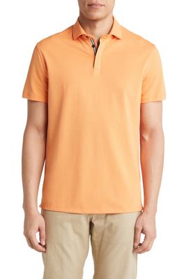 Stone Rose Performance Cotton Piqué Polo in Papaya