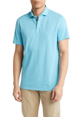 Stone Rose Performance Cotton Piqué Polo in Turquoise