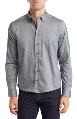 Stone Rose Performance Solid DryTouch Button-Down Shirt in Navy