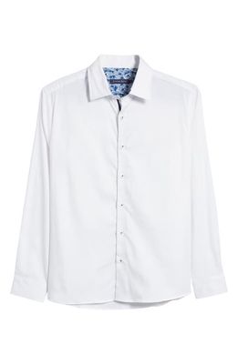 Stone Rose Solid Cotton & Lyocell Button-Up Shirt in White