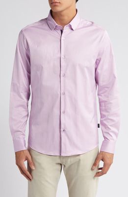 Stone Rose Solid DryTouch® Performance Button-Up Shirt in Lavender 