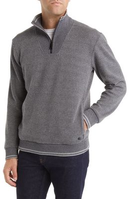 Stone Rose Stripe Quarter Zip Sweater in Charcoal
