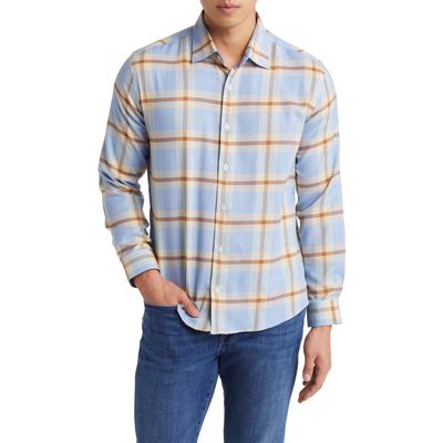 Stone Rose Tartan Plaid Dry Touch® Performance Button-Up Shirt in Light Blue 