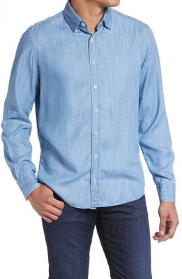 Stone Rose Tencel® Denim Button-Up Shirt in Denim Blue