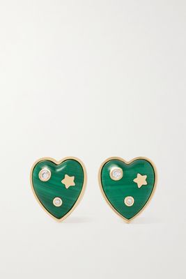 Storrow - Anne 14-karat Gold, Malachite And Diamond Earrings - Green