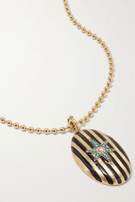 Storrow - Lillian 14-karat Gold And Enamel Multi-stone Necklace - one size