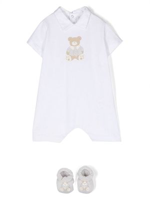 Story Loris button-up short-sleeve rompers - White