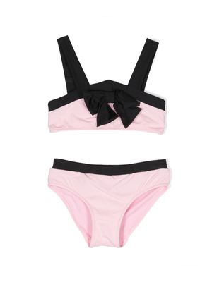 Story Loris contrasting bow-detail bikini - Pink