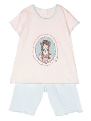 Story Loris graphic-print pajama set - Pink
