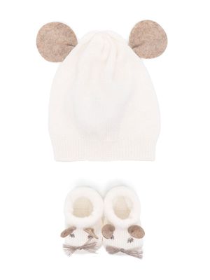 Story Loris mouse knitted babygrow set - White