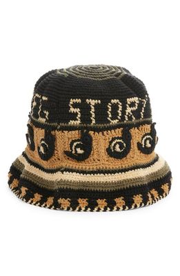 Story mfg. Brew Crochet Organic Cotton Bucket Hat in Olive Snail