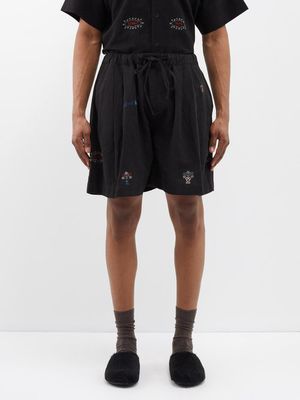 Story Mfg. - Bridge Cotton-blend Shorts - Mens - Black Multi