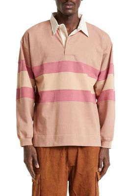 Story mfg. Climber Stripe Organic Cotton Rugby Shirt in Clementine