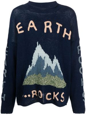 STORY mfg. Earth Rocks crochet-details jumper - Blue