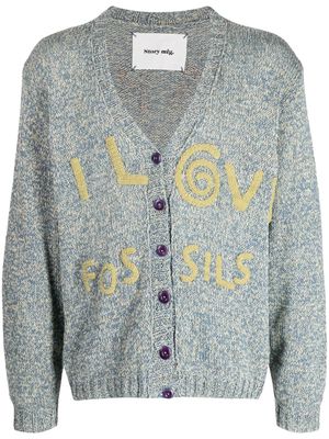 STORY mfg. embroidered-detail knitted cotton cardigan - Purple