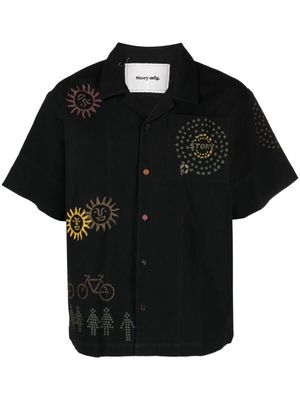 STORY mfg. Greetings Solar Trip-embroidered shirt - Black