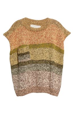 Story mfg. Keeping Marl Stripe Organic Cotton Cap Sleeve Sweater in Treefall Hand Knit