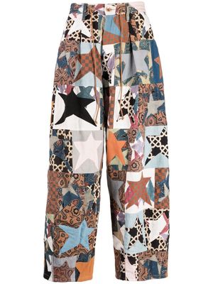 STORY mfg. patchwork wide-leg trousers - Multicolour