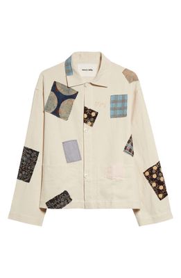 Story mfg. Short On Time Organic Cotton Jacket in Ecru Scatter Patch