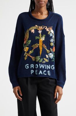 Story mfg. Twinsun Growing Peace Organic Cotton Sweater in Indigo Growing Peace 