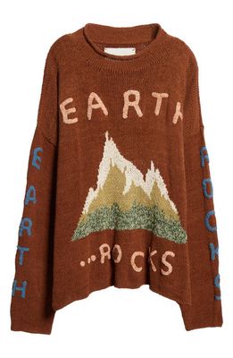 Story mfg. Twinsun Hand Knit Organic Cotton Crewneck Sweater in Brown Earth Rocks