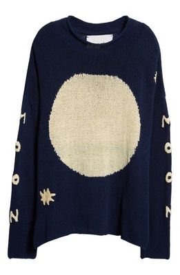 Story mfg. Twinsun Hand Knit Organic Cotton Crewneck Sweater in Indigo Moon