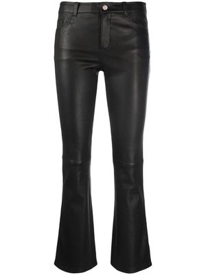 Stouls cropped leather flared trousers - Black