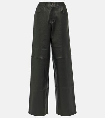 Stouls High-rise leather wide-leg pants
