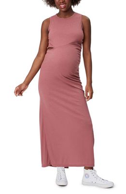 Stowaway Collection Cutout Maternity Maxi Dress in Rose