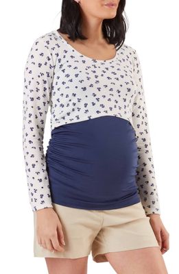 Stowaway Collection Long Sleeve Maternity/Nursing Crop Top in Ivory