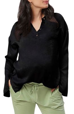 Stowaway Collection Suzie Long Sleeve Maternity Top in Black