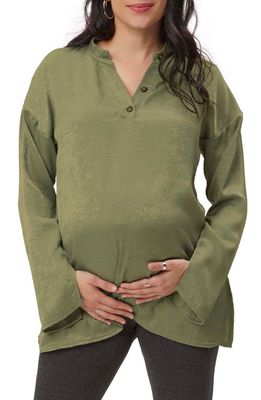 Stowaway Collection Suzie Long Sleeve Maternity Top in Olive