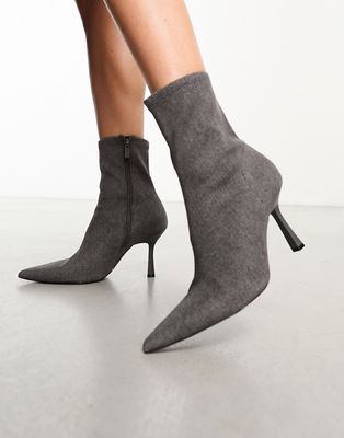 Stradivarius denim sock boot in gray wash