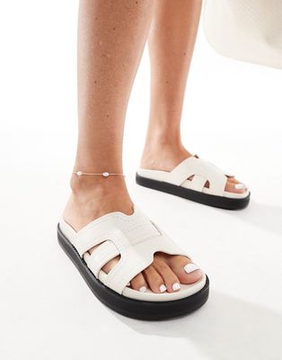 Stradivarius faux leather sandals in white