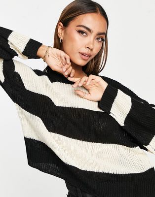 Stradivarius knit ribbed sweater in beige-Neutral