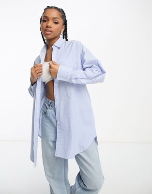 Stradivarius oversized cotton shirt in stripe-Multi