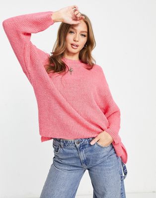 Stradivarius oversized knit sweater with splits in pink