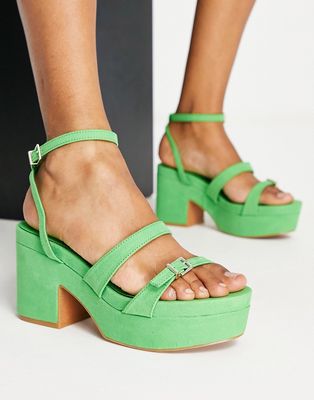 Stradivarius platform heeled sandal in green