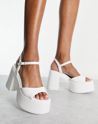 Stradivarius platform heeled sandals in white