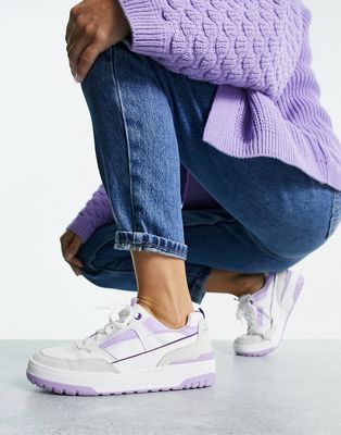 Stradivarius retro sneakers in lilac-Red