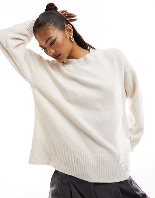 Stradivarius roll neck chunky sweater in stone-Neutral