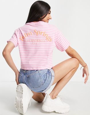 Stradivarius short sleeve tee with palm springs embroidery-Multi