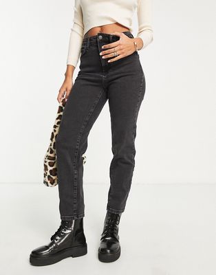 Stradivarius slim mom jean with stretch in black
