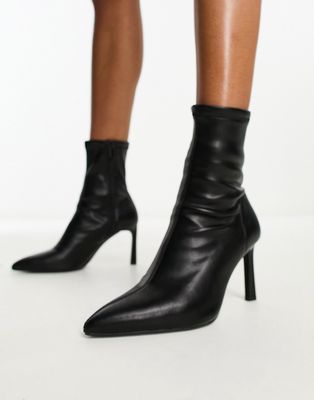 Stradivarius stiletto heeled boot in black