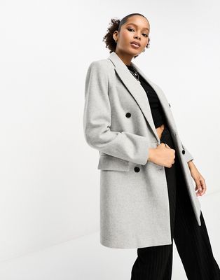 Stradivarius tailored double breasted coat in gray