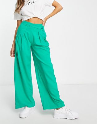 Stradivarius tailored super slouchy wide leg pants in green
