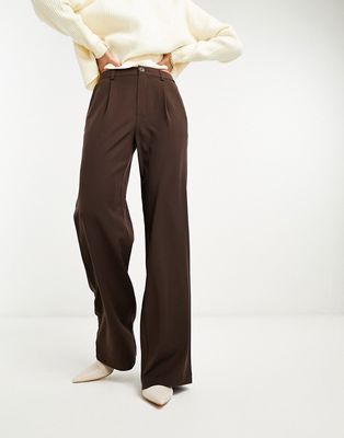 Stradivarius tailored wide leg pants in brown