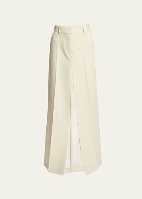 Straight-Fit Maxi Skirt with Front Slit