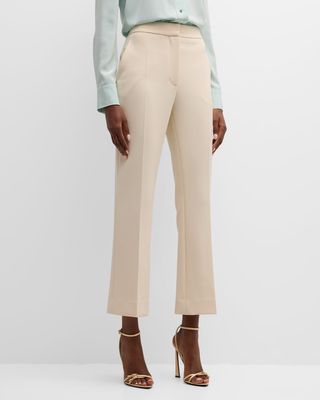 Straight-Leg Ankle Crepe Suiting Pants