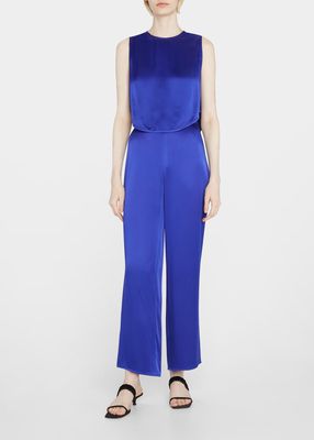 Straight-Leg Ankle Satin Trousers